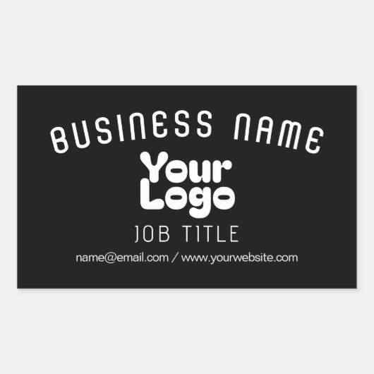 Logo uploaden | Zwart-wit (bewerkbaar) Rechthoekige Sticker (Voorkant)