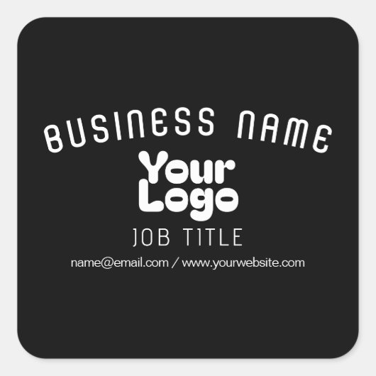 Logo uploaden | Zwart-wit (bewerkbaar) Vierkante Sticker (Voorkant)