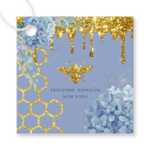 logo van bijen en blauwe hydrangea