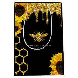 logo van bijen en zonnebloemen medium cadeauzakje