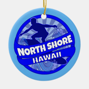 Logo van de blauwe surfer van North Shore Hawaii Keramisch Ornament