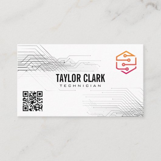 Logo van de Component van de Circuit | QR-code Visitekaartje (Voorkant)