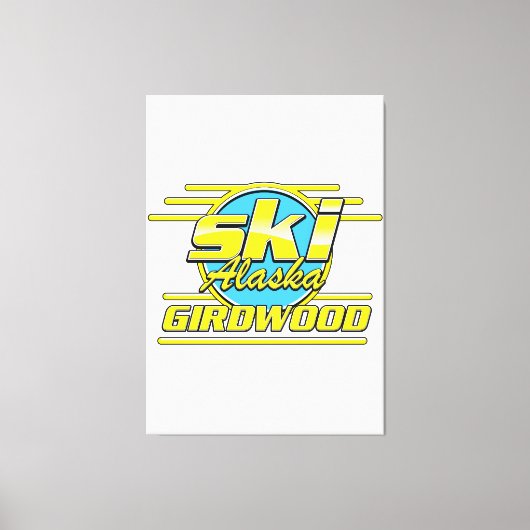 Logo van de Girdwood Alaska 80s ski Canvas Afdruk (Voorkant)
