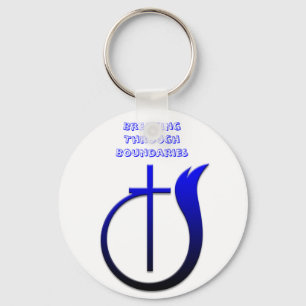 logo van de kerk, doorbreken door grenzen sleutelhanger