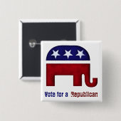 Logo van de republikeinse olifant vierkante button 5,1 cm (Voorkant /achterkant)