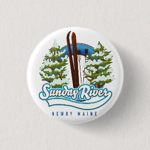 Logo van de Sunday River Newry Maine Ronde Button 3,2 Cm