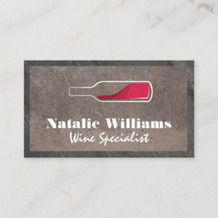 Logo van fles rode wijn   Rustieke achtergrond Visitekaartje