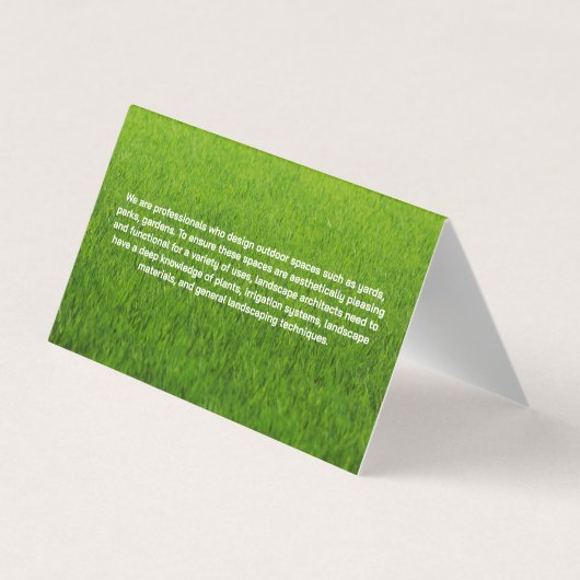 Logo van gazonverzorgingsdienst | Landschaps Tuini Visitekaartjes (Achterkant)