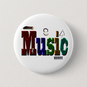 Logo van het muziekAfbeelding met instrumenten; Ronde Button 5,7 Cm