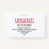 Logo van het witte en groene ziekenhuisziekenhuis badge (Achterkant)