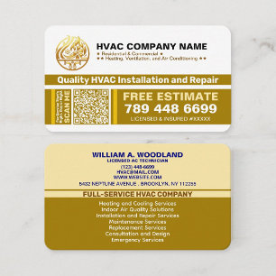 Logo van HVAC-bedrijf, slogans en QR-code Luxe g Visitekaartje