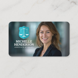 Logo van Justitia   Zakenvrouw Visitekaartje