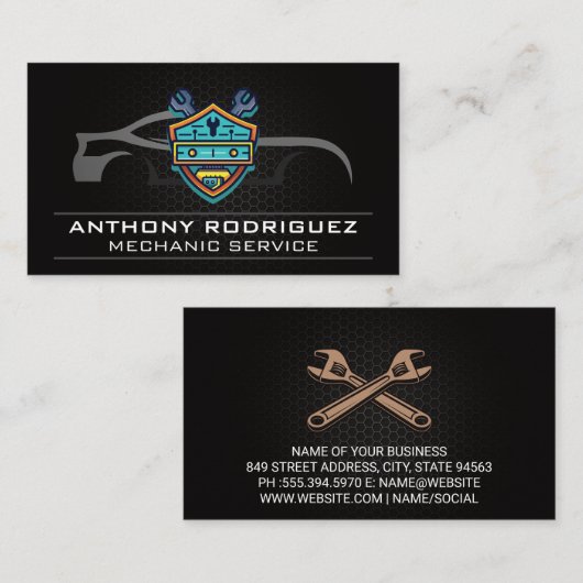 Logo van mechanische garage | Grafisch ontwerp spo Visitekaartje (Voorkant / Achterkant)