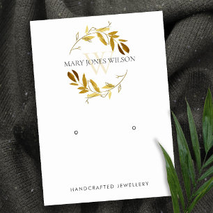 LOGO VAN MONOGRAM EARRING VAN GOLD YELLOW FOLIAGE VISITEKAARTJE