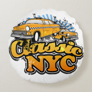 Logo van NYC Yellow Cab Rond Kussen