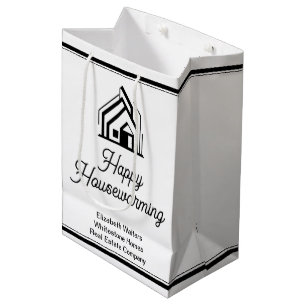 Logo van onroerend goedbedrijf op maat gemaakte hu medium cadeauzakje