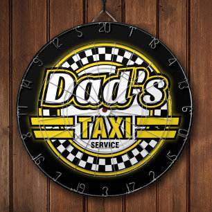 Logo van papa's taxi service dartbord