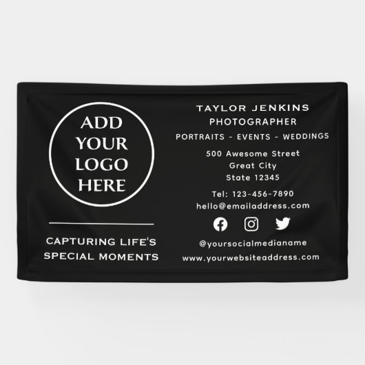 Logo van social media bedrijfsprofessioneel bedrij spandoek (Horizontaal)