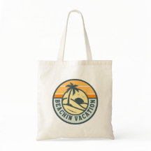 Logo van vakantie aan zee op boodschappentas