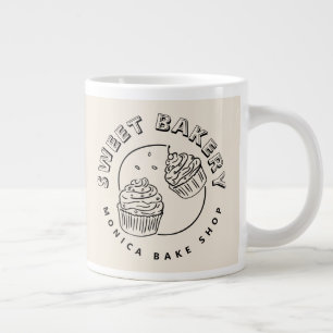 Logo van vintage zoetwarenbakkerij extra grote beker