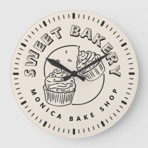 Logo van vintage zoetwarenbakkerij grote klok