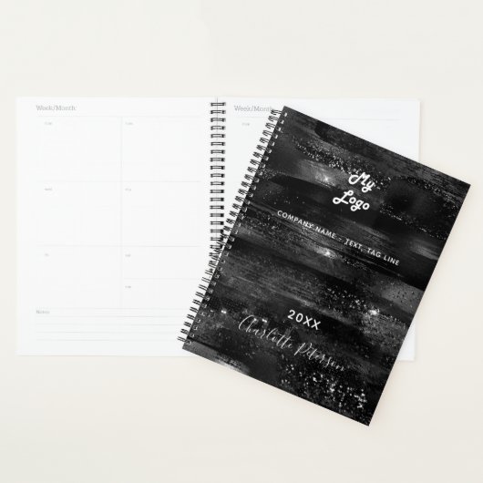 Logo van zwarte elegante monogram planner (Display)