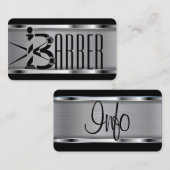 Logo van zwarte en zilverbarber visitekaartje (Voorkant / Achterkant)