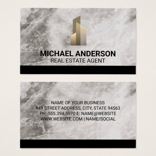 Logo vastgoed onroerend goed | Marmer Visitekaartje (Voorkant /achterkant)