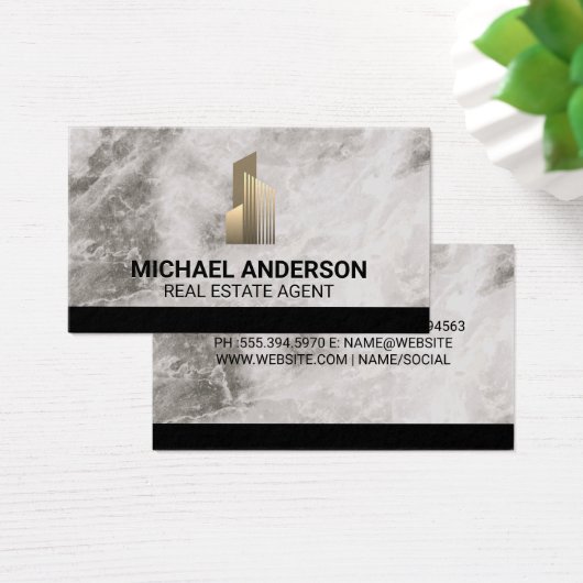 Logo vastgoed onroerend goed | Marmer Visitekaartje (Bureau)