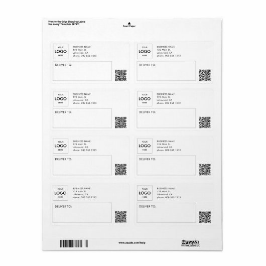 Logo Verzendende professionele QR-code Etiket (Full Sheet)