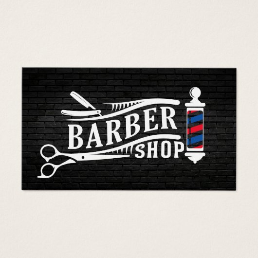 Logo Vintage de la Boutique de Barber | Mur en bri (Devant)