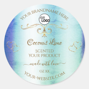 Logo vintage Turquoise or Ornate Produit Étiquette