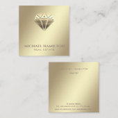 Logo voor gouddiamanten voor zakelijk onroerend go vierkante visitekaartje (Voorkant / Achterkant)