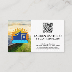 Logo voor hernieuwbare energie Zonnepanelen QR Visitekaartje