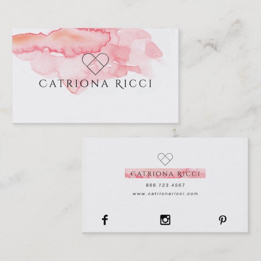 logo voor het mooie Roze Waterverf Visitekaartje (Voorkant / Achterkant)