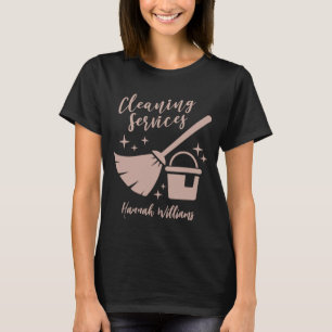 Logo voor het reinigen van zwarte en zwarte roze t-shirt
