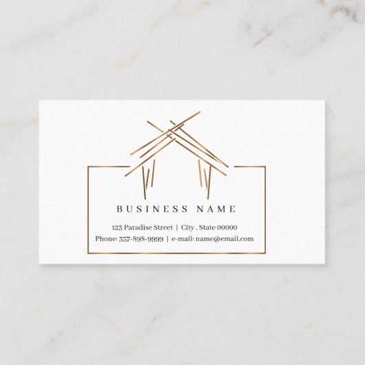 Logo voor makelaars in onroerend goed met goudkleu visitekaartje (Achterkant)