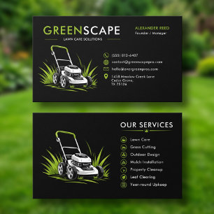 Logo voor modern zwart-groen grasonderhoud visitekaartje