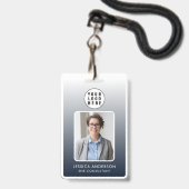 Logo voor pasfoto personeel | Navy Blue Gradiënt Badge (Voorzijde met lanyard)