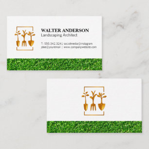 Logo voor tuinarchitectuur gereedschap Gras maai Visitekaartje