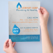 Logo voor waterdruppels met plamberverwarming flyer (Hand)