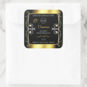 Logo voor zwarte goudetiketten met glamoureuze dia vierkante sticker (Tas)