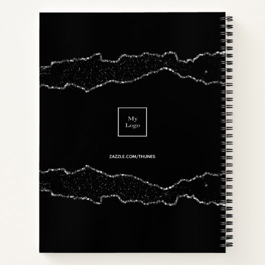 Logo voor zwarte zilverrog notitieboek (Achterkant)