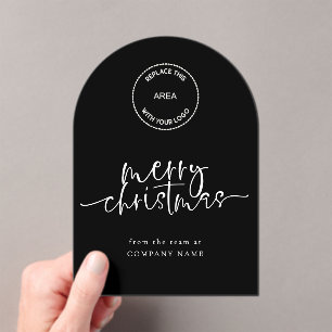 Logo Vrolijk Kerstfeest Zwart Acryl Groeten Uitnodigingen