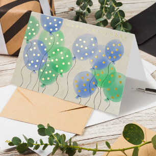 Logo Waterverf Ballonnen Business Happy Birthday Folie Wenskaart