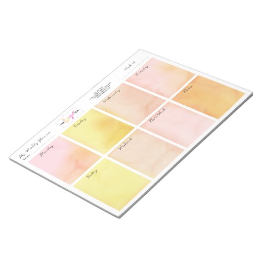 Logo Waterverf Roze gele desk Weekly Planner Notitieblok (Schuin)