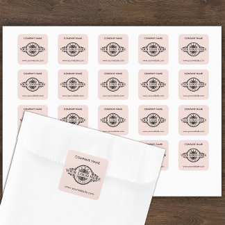 Logo & Website Custom Square Blush Pink Vierkante Sticker