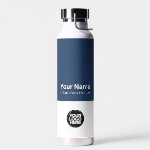 Logo werknemer in bedrijf, naam, beroep waterfles