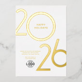 Logo White Clean Modern Business Holiday Carte Or (Recto)