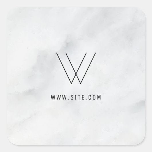 Logo wit marmer vierkante sticker (Voorkant)